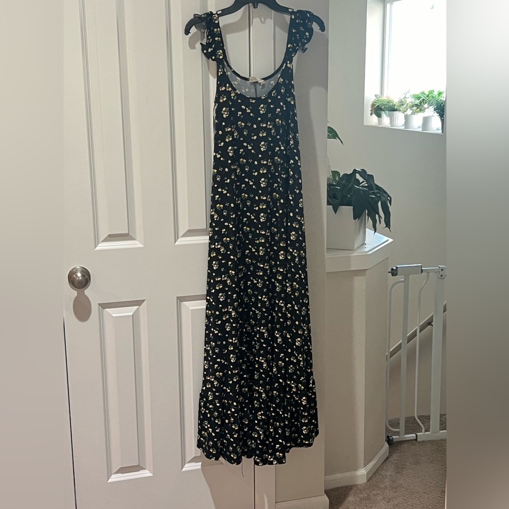 Black and Yellow Lemon Print Maxi Dress